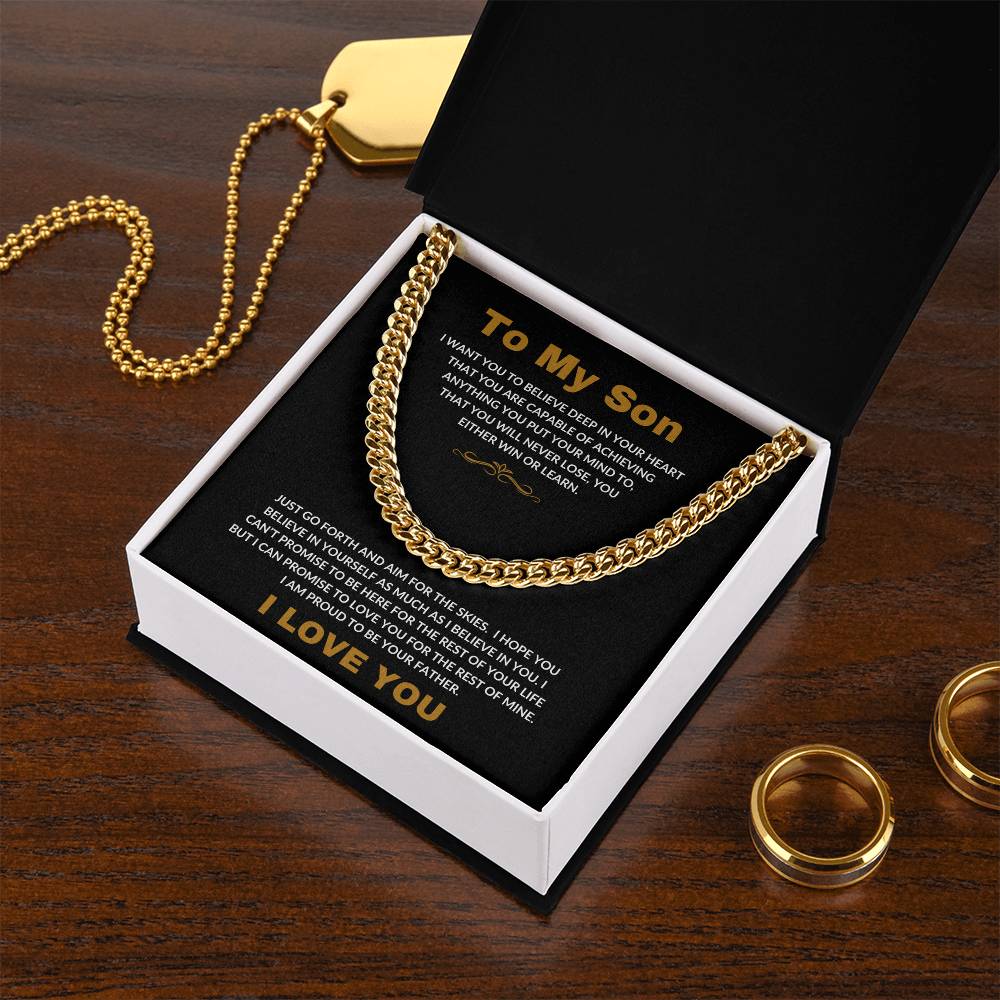 To My Son | I Love You - Cuban Link Chain