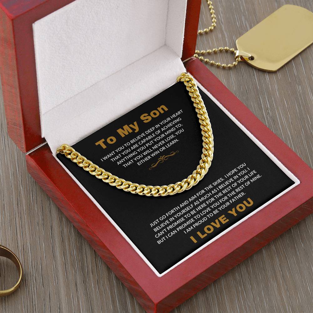 To My Son | I Love You - Cuban Link Chain