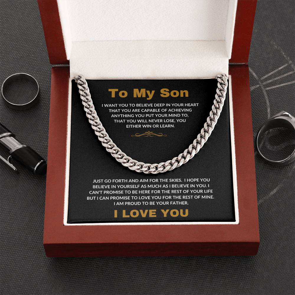 To My Son | I Love You - Cuban Link Chain