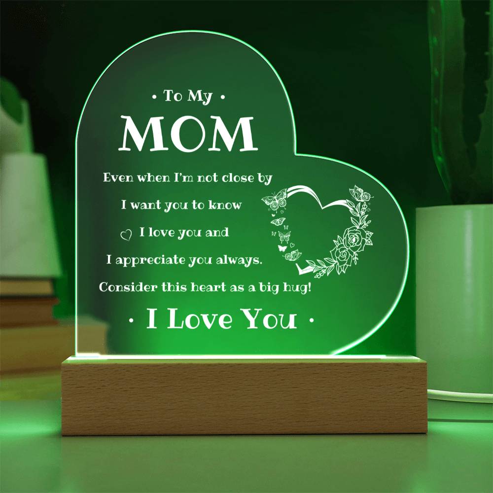 To My Mom | Printed Heart Acrylic Plaque